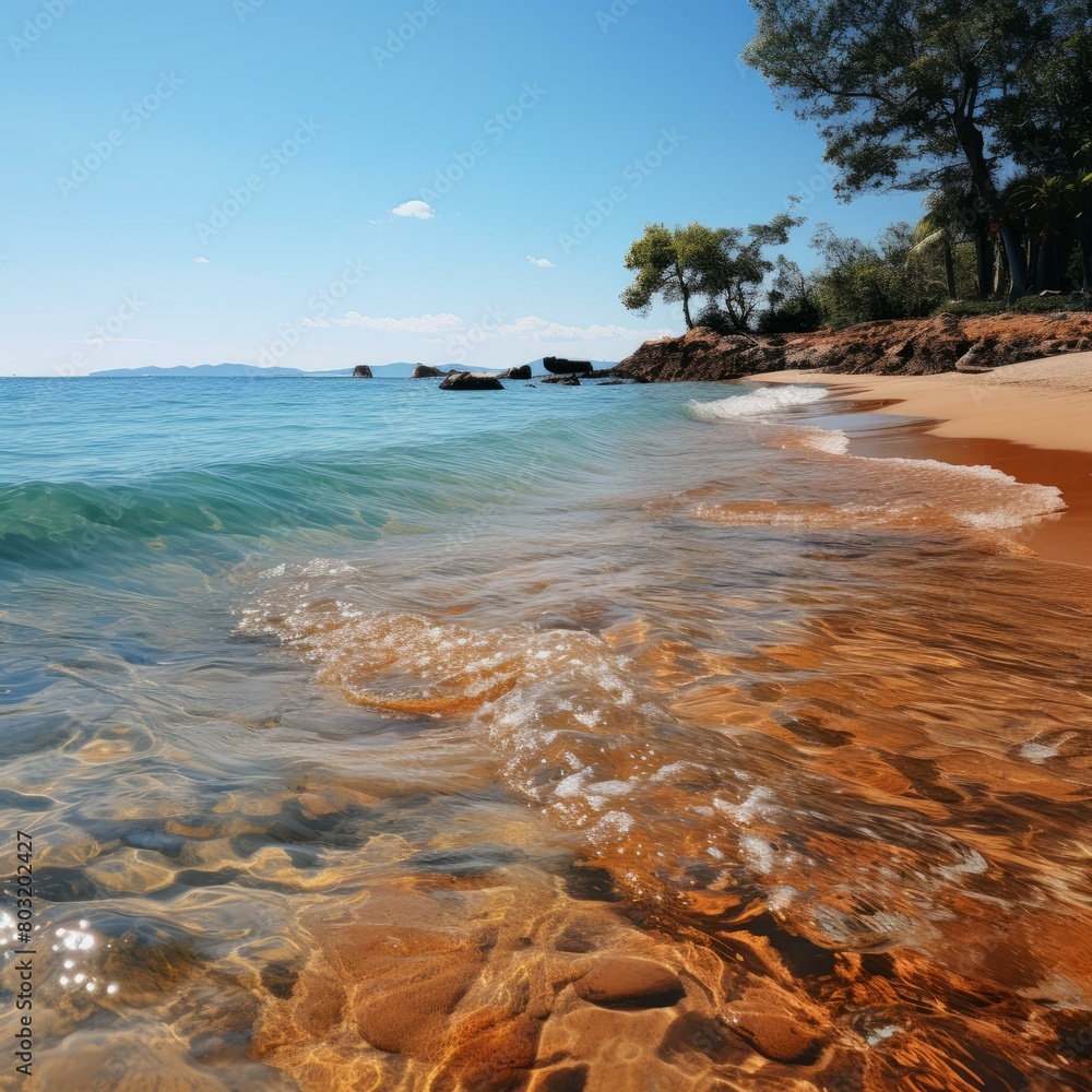 Wall mural Sandy beach with crystal clear water - Wall murals