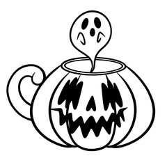 Pumpkin with ghost line art