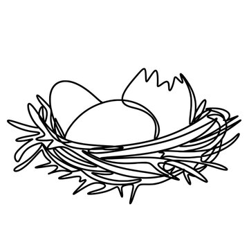 recommend clip art: Bird eggs and bird nests one line drawing 