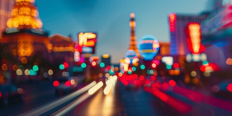 Defocused view of the Las Vegas strip at night