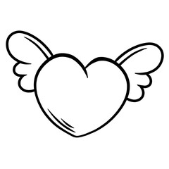 Heart with wings line art