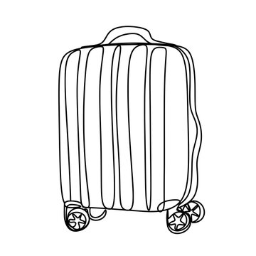 recommend clip art: Travel bag luggage stroller one line art