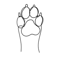 Dog paw continuous one line drawing