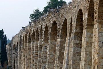An ancient aqueduct for supplying water to populated areas in Israel.
