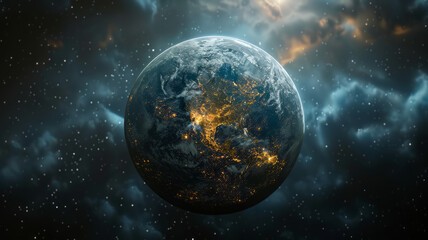 Fototapeta premium earth in the space, center generative ai