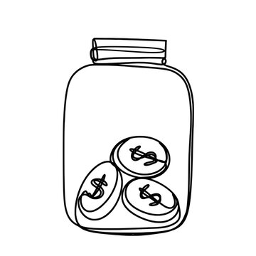 recommend clip art: Coins in a glass jar one line art