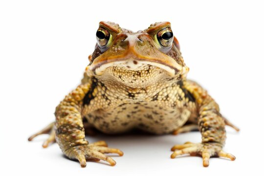 european common toad closeup portrait on plain white backdrop bufo bufo amphibian species studio photography 1