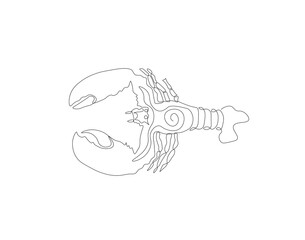 Continuous line drawing of lobster crayfish. One line of lobster crayfish. Marine animal concept continuous line art. Editable outline.
