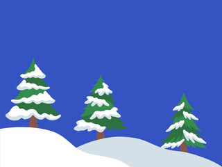 Christmas Snow Background with Tree
