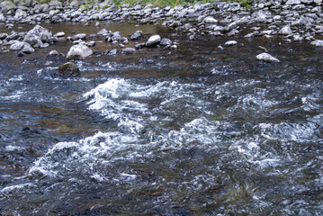 The River Greta flowing through Keswick in Cumbria, UK
