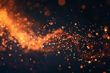 fiery abstract particles with warm bokeh light effect science and technology background