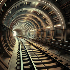 Futuristic subway tunnel , Futuristic background.