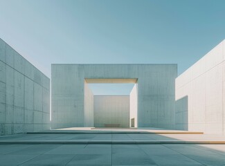 The concrete structure of the building has a large open entrance - Powered by Adobe