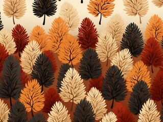 Autumn Burry burst, rustic colors, seamless repeating pattern, vector illustration for seasonal greeting cards ,  flat graphic drawing