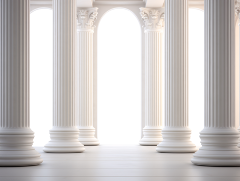 a white columns in a room