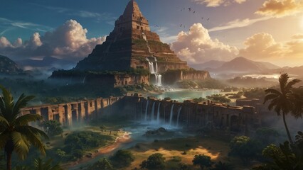 Illustration of ancient civilization in the land