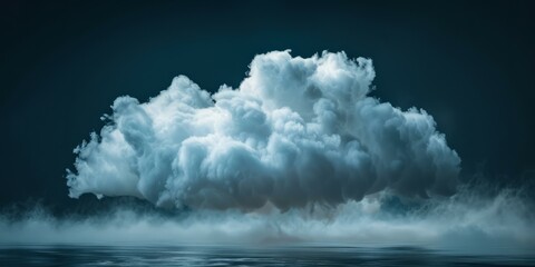 Blue and white cloud floating above dark blue water surface