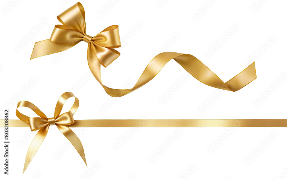 Canvas Prints set of golden ribbon bows on a transparent background