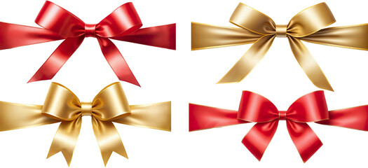 set of ribbon bows on a transparent background