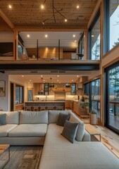 Modern house interior with open floor plan