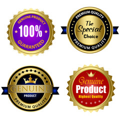 Set of Quality Badges and Labels Design Elements. Golden badge labels and laurel retro vintage collection. Emblem premium luxury logo in retro style arrows frames vector template badges collection.