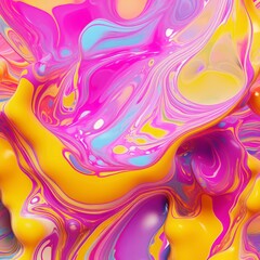 Colorful abstract painting with vibrant colors and a glossy, fluid texture