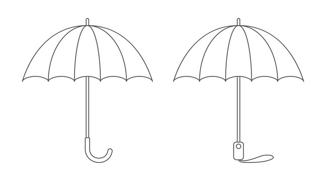 Umbrellas with different handles. Page for coloring.