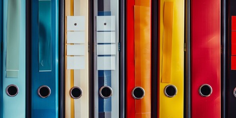 A variety of colored file folders in a row