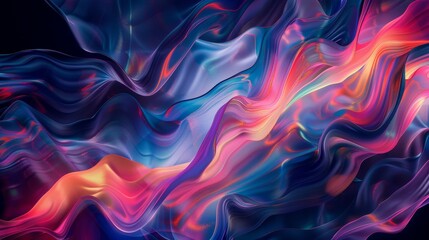 Abstract waves of vibrant hues intertwine in a digital sea