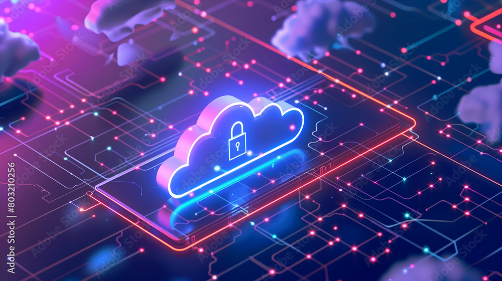 Poster the importance of data privacy in the cloud, with encryption and access controls ensuring the confid