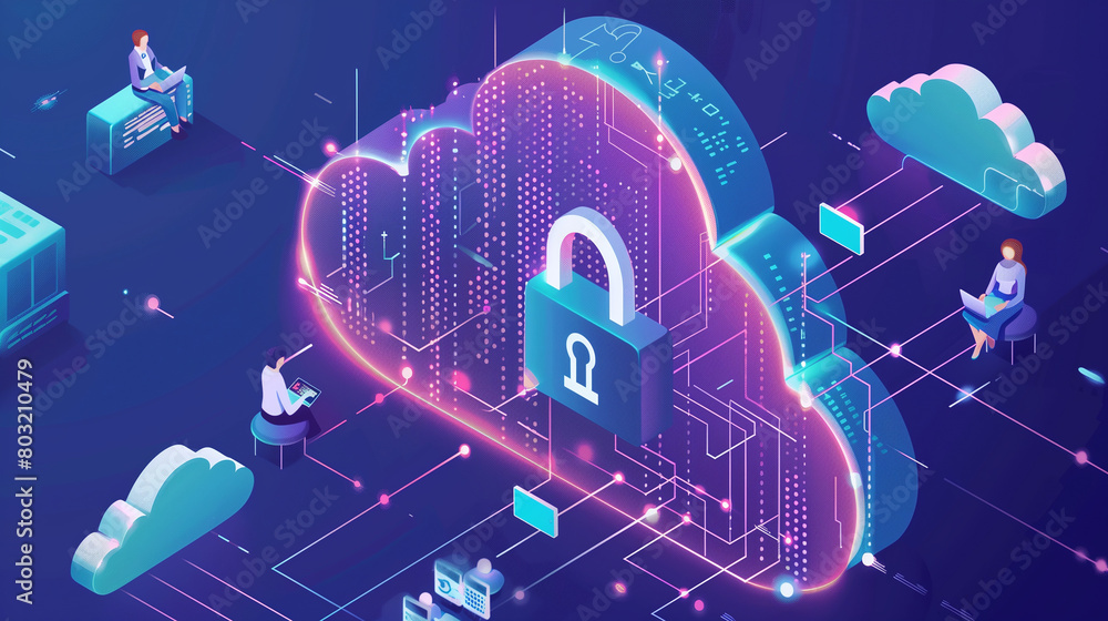 Poster the importance of data privacy in the cloud, with encryption and access controls ensuring the confid