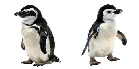 Obraz premium Set of Penguins on Transparent Background