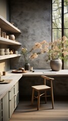 A Minimalist Kitchen With a Large Window