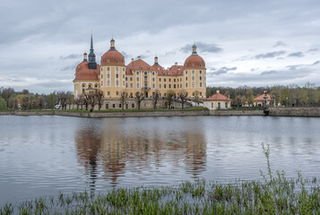 Schloss Moritzburg,Dresden Germany.View of the lake and castle Moritzburg ,Dresden Germany ,Saxony.