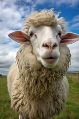 Close-up of a sheep looking at the camera
