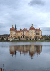 Fototapeta premium Schloss Moritzburg,Dresden Germany.View of the lake and castle Moritzburg ,Dresden Germany ,Saxony.