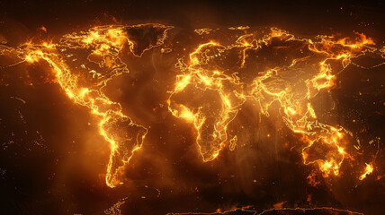 worldmap in the fire,generative ai
