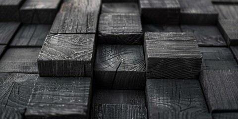 Black wooden blocks background texture