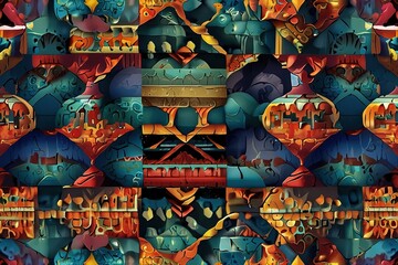 Fototapeta premium Seamless patterns step repeating patterns design