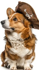 A cute dog wearing a pirate hat