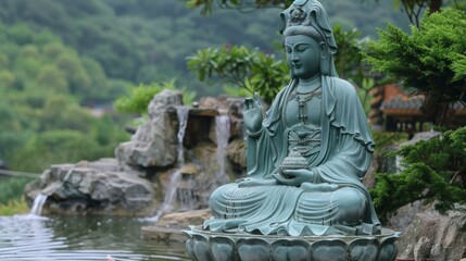 A statue of Guan Yin, the goddess of compassion, mercy, and kindness
