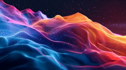 Fototapeta premium Vibrant digital waves in a cosmic dance of colors