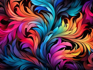 Decorative neon prints, electric and flowing, repeating vector pattern for vibrant textile printing ,  vector and illustrations