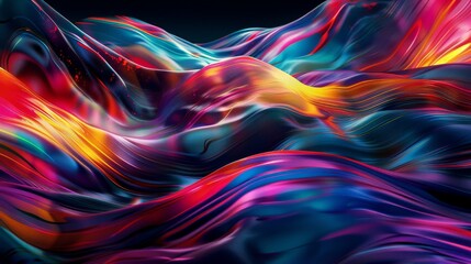 Vibrant digital waves in a neon dance of color