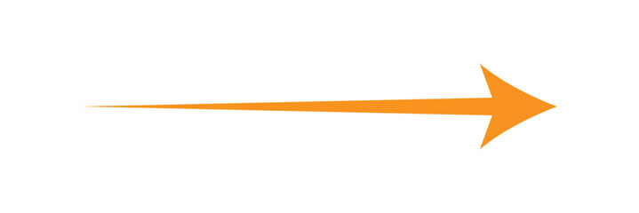 Orange arrow to the right . vector, isolated. Orange arrow isolated on transparency background