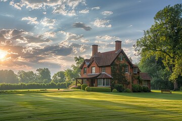 English countryside house in the morning