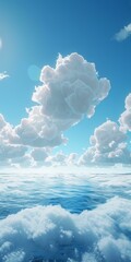 Blue sky and white clouds over the vast ocean - obrazy, fototapety, plakaty