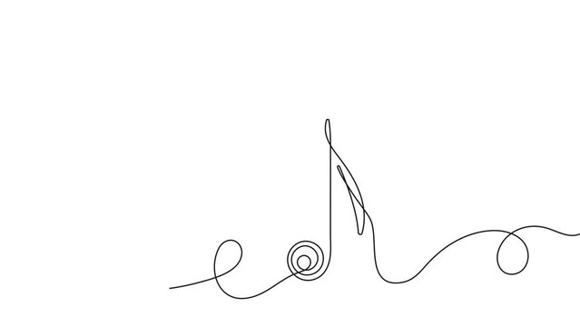 Pencil with musical note in continuous line style video. Audio message motion.