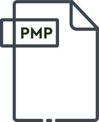 PMP File format minimal icon with black outline