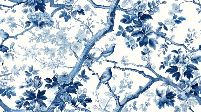 Blue and white porcelain pattern